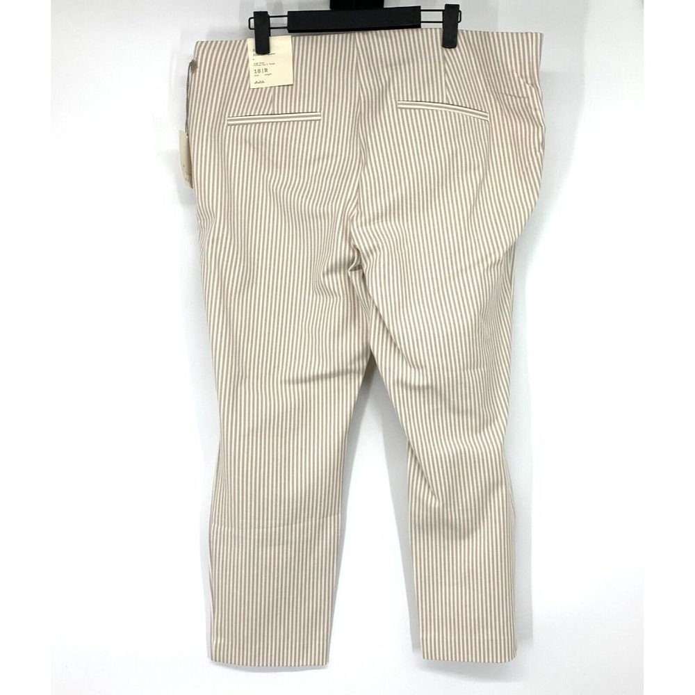 A New Day Pants High Rise Slim Fit Ankle Beige White Stripe NWT - Picture 7 of 12